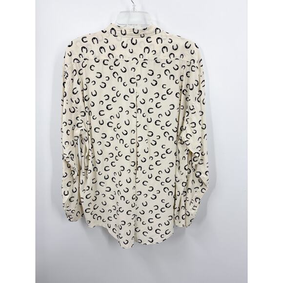 Elizabeth and James Silk Lucky Horseshoe Blouse Top M Kentucky Derby Vegas - Picture 6 of 8